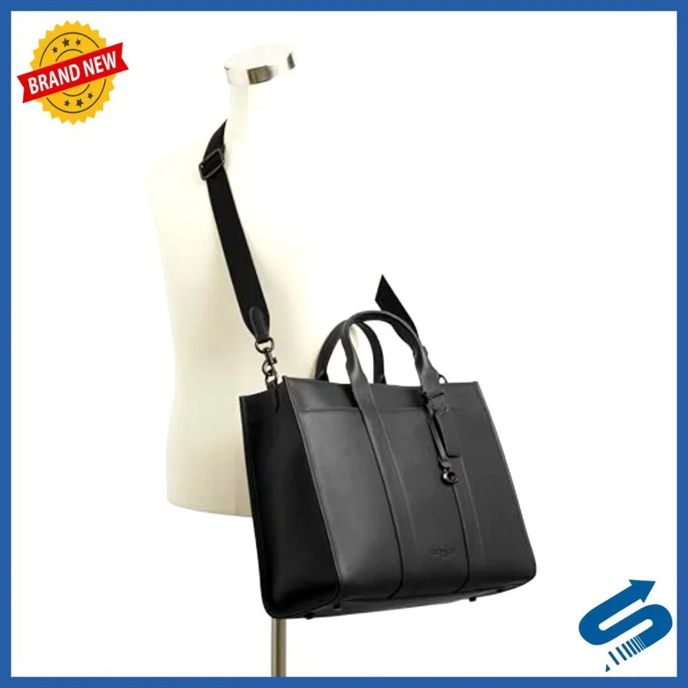 Leather Tote with Detachable Strap, Zipper Closure, Protective Feet